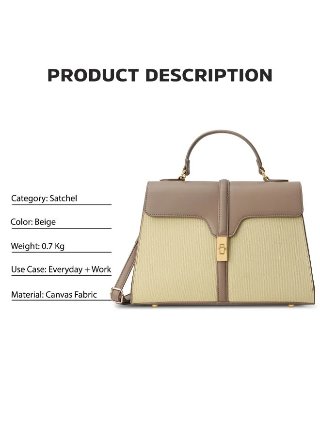 Lavie  Signature Canva Flap Satchel (Beige)  | Best Price UAE